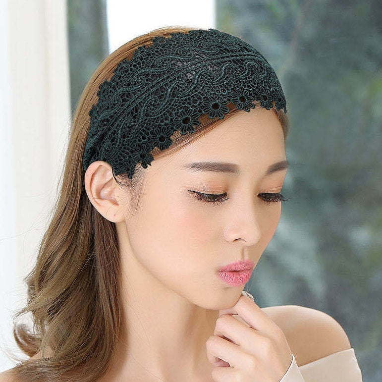 カチューシャ レディース ヘアアクセサリー 幅広 ワイド レース 商品画像2