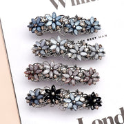 バレッタ レディース ヘアクリップ ヘアアクセサリー 髪飾り 髪留め 金属製 花 フラワー ラインストーン キラキラ まとめ髪