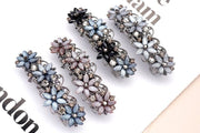 バレッタ レディース ヘアクリップ ヘアアクセサリー 髪飾り 髪留め 金属製 花 フラワー ラインストーン キラキラ まとめ髪