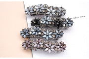 バレッタ レディース ヘアクリップ ヘアアクセサリー 髪飾り 髪留め 金属製 花 フラワー ラインストーン キラキラ まとめ髪