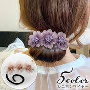 シニヨンワイヤー おだんごメーカー ヘアワイヤー レディース ヘアアクセサリー 花 フラワー シースルー 透け感 ヘアアレンジ 髪飾り おしゃれ 可愛い