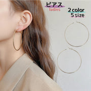 ピアス リングピアス フープピアス レディース アクセサリー シンプル キャッチ一体型 サイズ豊富 おしゃれ クール かわいい
