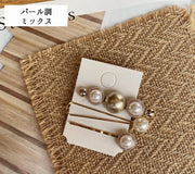 ヘアクリップ ヘアピン ヘアアクセサリー 髪飾り セット レディース 女性 フェイクパール パール調 アイボリー アンバー べっ甲風 べっ甲柄 お洒落 おしゃれ 大人