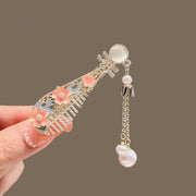 ヘアクリップ 髪留め レディース 女性 ヘアアクセサリー ファッション雑貨 琵琶 楽器型 ワニクリップ くちばしクリップ 中華風 チャイナ風 和風 アジアンテイスト フェイクパール フラワー お花 ゴールドカラー フェミニン ガーリー 可愛い キュート おしゃれ