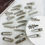 ヘアクリップ 24個セット レディース ヘアアクセサリー シルバー くちばしクリップ 星 シンプル かわいい おしゃれ 女性 大人女子 女子 セット 大容量
