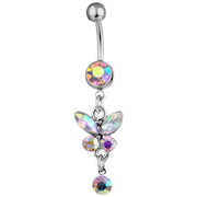 ボディピアス へそピアス 1個 単品 レディース アクセサリー 蝶々 ビジュー 揺れる キラキラ かわいい おしゃれ 女性 カラバリ豊富 プレゼント