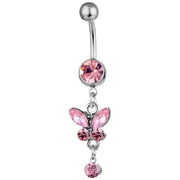 ボディピアス へそピアス 1個 単品 レディース アクセサリー 蝶々 ビジュー 揺れる キラキラ かわいい おしゃれ 女性 カラバリ豊富 プレゼント
