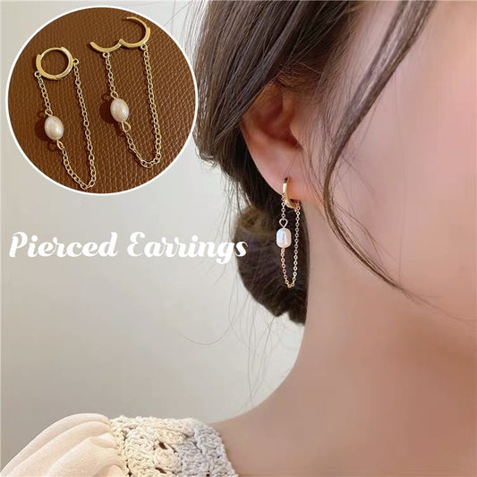 フープピアス リングピアス レディース アクセサリー フェイクパール チェーン 商品画像