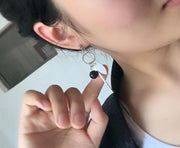 ピアス スタッドピアス ロング 揺れる レディース 女性 アクセサリー リング ボール 大理石風 シルバーカラー 上品 お洒落 大人可愛い お出かけ 普段使い デイリー 耳飾り ファッション小物 婦人用 プレゼント ギフト