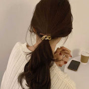 ヘアゴム 髪ゴム レディース 女性 ヘアアクセサリー 二連ゴム チェーン ブラウン シンプル 存在感 髪留め 髪飾り まとめ髪 ヘアアレンジ ポニーテール お洒落 可愛い お出かけ 普段使い デイリー 婦人