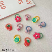 ヘアゴム 10個セット キッズ 子供 ベビー 赤ちゃん 女の子 ヘアアクセサリー 髪留め まとめ髪 小さめ 髪飾り パステルカラー リボン ハート 花 アニマル ウサギ クマ フルーツ 大容量 おしゃれ かわいい キュート ガーリー 重ね付け ピンク 青 紫 黄 赤 橙 緑