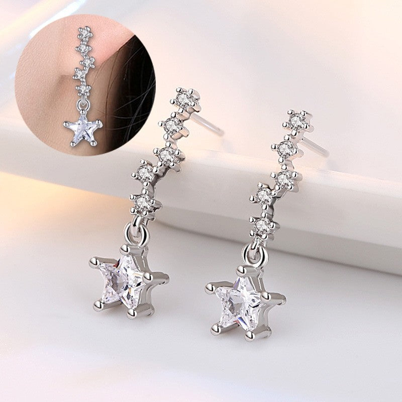 ピアス スタッドピアス レディース アクセサリー プレゼント 上品 ロング 揺れる 北斗七星 星 スター ラインストーン ビジュー 宝石風 天然石風 シルバーカラー 普段使い お出かけ お呼ばれ かわいい 可愛い おしゃれ きれいめ 女性 彼女 妻 嫁 大人女子 婦人 ガールズ ギフト 贈り物 誕生日 記念日 母の日 ホワイトデー