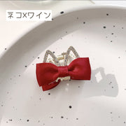 ヘアクリップ キッズ 子供 ヘアアクセサリー バンスクリップ ミニ ラインストーン キラキラ リボン 王冠 猫耳 うさ耳 かわいい 上品 おしゃれ