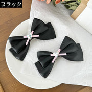ヘアクリップ 2個組 くちばしクリップ ヘアアクセサリー レディース 髪飾り 髪留め リボン ハート型ビジュー 大きめ かわいい