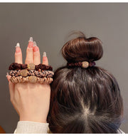 シュシュ 同色2個セット ヘアゴム 髪留め レディース 女性用 ヘアアクセサリー ラインストーン 髪飾り まとめ髪 ヘアアレンジ かわいい