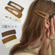ヘアピン パッチン留め 3個セット スリーピン ヘアアクセサリー 髪飾り 髪留め ピン留め レディース 女性 アクセサリー 白 ホワイト 茶色 ダークブラウン 痛くない