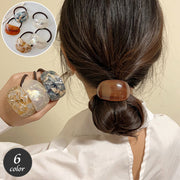 ヘアゴム レディース ヘアアクセサリー カーブ モチーフ ストーン調 シェル風 おしゃれ かわいい きれいめ 大人上品 お出かけ オフィス カジュアル デイリー 女性用
