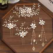 アクセサリー 3点セット ヘッドドレス かんざし イヤリング レディース ヘアアクセサリー コーム 髪飾り ブライダル ウエディング 花 パール調