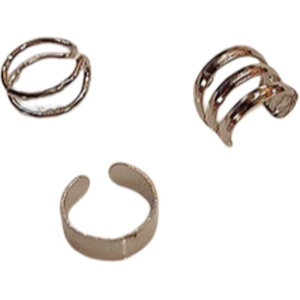イヤーカフ イヤークリップ 3点セット レディース 女性 アクセサリー 重ねつけ シンプル 上品 おしゃれ かわいい ゴールドカラー シルバーカラー ブラック ギフト プレゼント 贈り物 ファッション小物 婦人用