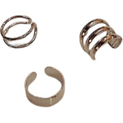 イヤーカフ イヤークリップ 3点セット レディース 女性 アクセサリー 重ねつけ シンプル 上品 おしゃれ かわいい ゴールドカラー シルバーカラー ブラック ギフト プレゼント 贈り物 ファッション小物 婦人用