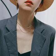 ネックレス 重ね付け風 二重 二連 レディース 女性 アクセサリー チェーン シンプル ゴールドカラー シルバーカラー お洒落 おしゃれ 上品 大人可愛い ファッション小物