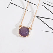 ネックレス ペンダント レディース アクセサリー ゴールドカラー あずきチェーン カラーストーン 大粒 上品 大人かわいい 高見え 高級感 おしゃれ 普段使い 鎖骨キレイ見え プレゼント 贈り物 ギフト お出かけ 女性 グリーン 緑 パープル 紫 ブルー 青 ピンク