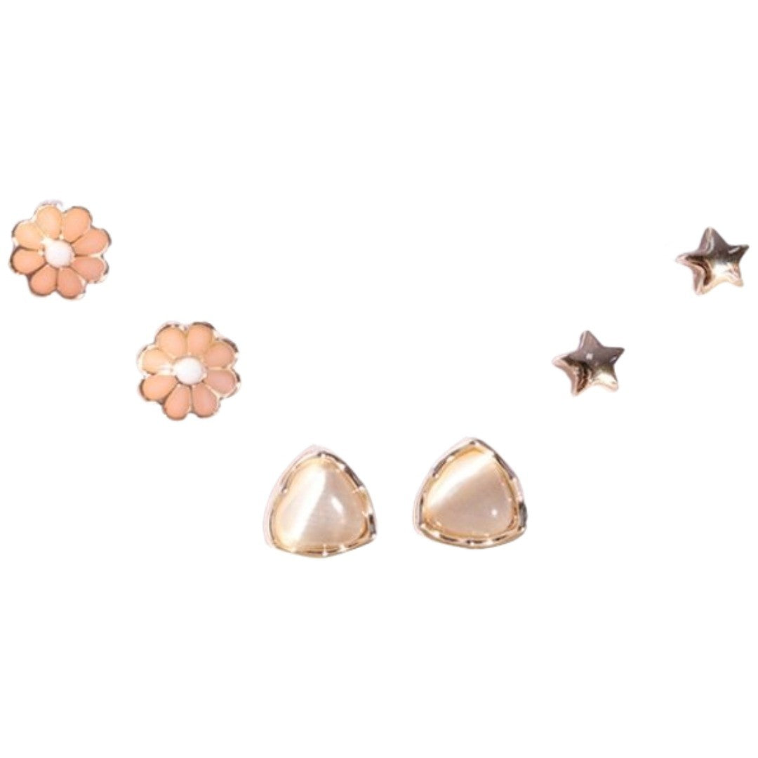 ピアス 6点セット スタッドピアス アクセサリー レディース 女性 花 ハート 丸玉 シンプル おしゃれ かわいい ファッション小物 ギフト プレゼント