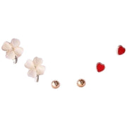 ピアス 6点セット スタッドピアス アクセサリー レディース 女性 花 ハート 丸玉 シンプル おしゃれ かわいい ファッション小物 ギフト プレゼント