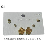 ピアス 6点セット スタッドピアス アクセサリー レディース 女性 花 ハート 丸玉 シンプル おしゃれ かわいい ファッション小物 ギフト プレゼント