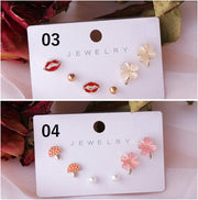 ピアス 6点セット スタッドピアス アクセサリー レディース 女性 花 ハート 丸玉 シンプル おしゃれ かわいい ファッション小物 ギフト プレゼント