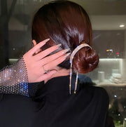 ヘアクリップ テールクリップ レディース ヘアアクセサリー 髪飾り ポニーテール お団子ヘア ヘアアレンジ ラインストーン キラキラ