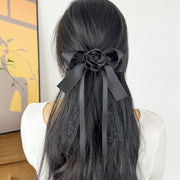 ヘアクリップ くちばしクリップ ヘアアクセサリー レディース 髪飾り 髪留め チュールレース 花 リボン ロング 大きめ 可愛い