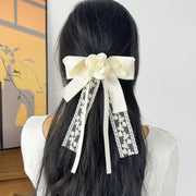 ヘアクリップ くちばしクリップ ヘアアクセサリー レディース 髪飾り 髪留め チュールレース 花 リボン ロング 大きめ 可愛い