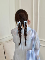 ヘアクリップ 単品 1個 レディース ヘアアクセサリー リボン ロング 髪飾り ヘアアレンジ 女性用 女子 女の子 可愛い おしゃれ お出掛け デイリー