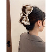 ヘアクリップ バンスクリップ レディース 女性 婦人 大人 髪留め 髪飾り ヘアアクセサリー リボン型 花柄 黒 茶色 オフホワイト カーキ色 おしゃれ かわいい 可愛い お出かけシーン