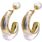 ピアス バックキャッチピアス スタッドピアス アクセサリー レディース 女性 かわいい キュート おしゃれ デイリー シンプル ゴールドカラー フェイクパール ハーフフープ 上品 エレガント 婦人用