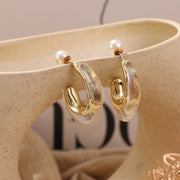 ピアス バックキャッチピアス スタッドピアス アクセサリー レディース 女性 かわいい キュート おしゃれ デイリー シンプル ゴールドカラー フェイクパール ハーフフープ 上品 エレガント 婦人用