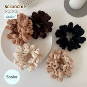 シュシュ 同色２個セット ヘアゴム レディース ヘアアクセサリー ファッション小物 ブラック ベージュ 大人 可愛い 髪留め 髪飾り まとめ髪 かわいい 太め 柔らかい 秋冬 モコモコ
