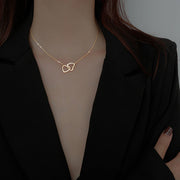 ネックレス ペンダント レディース アクセサリー ハート ダブル くり抜き おしゃれ かわいい 大人可愛い きれいめ 上品 フェミニン エレガント ガーリー キュート デート カジュアル デイリー ギフト プレゼント 贈り物 女性用 婦人用