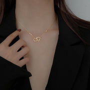 ネックレス ペンダント レディース アクセサリー ハート ダブル くり抜き おしゃれ かわいい 大人可愛い きれいめ 上品 フェミニン エレガント ガーリー キュート デート カジュアル デイリー ギフト プレゼント 贈り物 女性用 婦人用