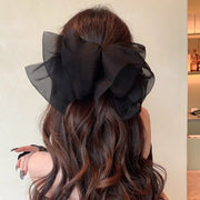 バレッタ レディース ヘアアクセサリー ヘアクリップ 髪飾り シフォン 大きめリボン ヘアアレンジ まとめ髪 ポニーテール 可愛い