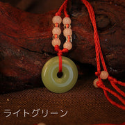 ペンダント 2個セット レディース メンズ ユニセックス アクセサリー ネックレス 首飾り 天然石風 翡翠風 リング ドーナツ 丸 平安扣 かっこいい おしゃれ