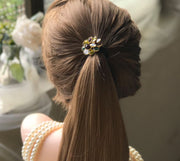 ヘアゴム 髪ゴム 単品 1本売り ヘアアクセサリー レディース フラワー お花 カラーストーン ラインストーン キラキラ 華やか 上品 かわいい 大人可愛い ファッション雑貨 髪留め ヘアアレンジ まとめ髪 髪飾り グレー ブルー 青 パープル 紫 カラフル 高見え