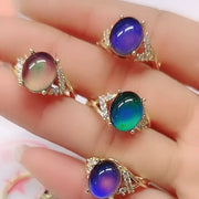 指輪 オープンリング サーモリング レディース 女性 アクセサリー 温度変化 色変わり ビジュー 大粒 大きめ カラーチェンジリング ファッションリング リング プレゼント ギフト おしゃれ