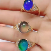 指輪 オープンリング サーモリング レディース 女性 アクセサリー 温度変化 色変わり ビジュー 大粒 大きめ カラーチェンジリング ファッションリング リング プレゼント ギフト おしゃれ