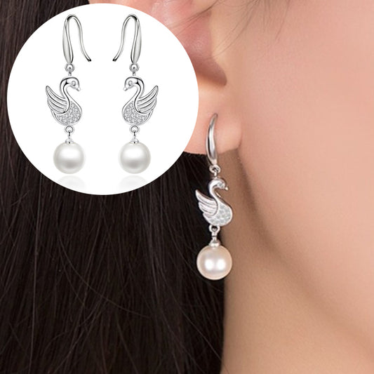 フックピアス レディース アクセサリー 女性用 スワン 白鳥 商品画像