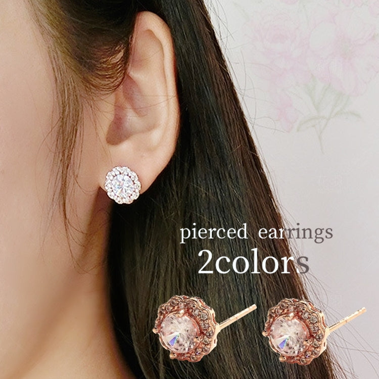 ピアス スタッドピアス 両耳用 アクセサリー レディース 女性 婦人 ラインストーン 花 フラワー 上品 かわいい おしゃれ ギフト プレゼント 贈り物 ファッション雑貨