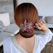 お団子メーカー シニヨンメーカー ヘアアクセサリー レディース メッシュ 花 ワイヤー入り お団子ヘア 髪留め 髪飾り まとめ髪 可愛い おしゃれ ヘアアレンジ くるくる 巻き付ける ファッション小物 女性用