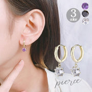 フープピアス レディース サークル リングタイプ 女性用 アクセサリー ラインストーン 大粒 1粒 揺れる ゴールドカラー 上品 華やか エレガント 耳飾り キャッチ不要 おしゃれ かわいい キュート プレゼント 婦人 オフィス OL 会社 パーティー 2次会 結婚式 カジュアル 普段使い 誕生日 プレゼント ギフト 贈り物 記念日 お出かけ 婦人用 ファッション小物 ホワイト 白 ブラック 黒 パープル 紫