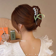 ヘアクリップ バンスクリップ ヘアアクセサリー レディース 髪飾り 髪留め まとめ髪 ヘアアレンジ スズラン すずらん フラワー お花 大人上品 フェミニン オフィス 簡単 女性用 婦人用 ファッション小物